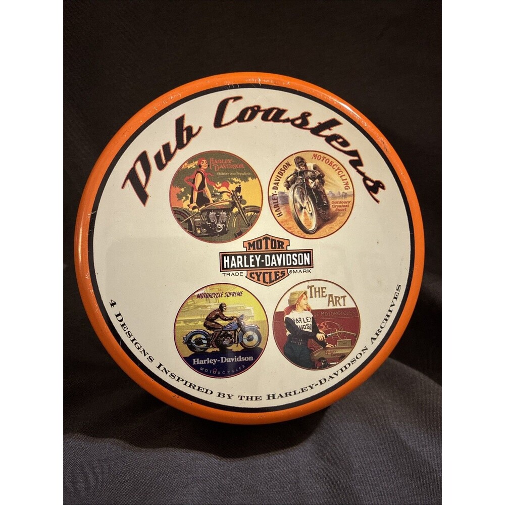 Vintage Harley Davidson Pub Coasters Collectible Set of 4 Thirsty Coasters